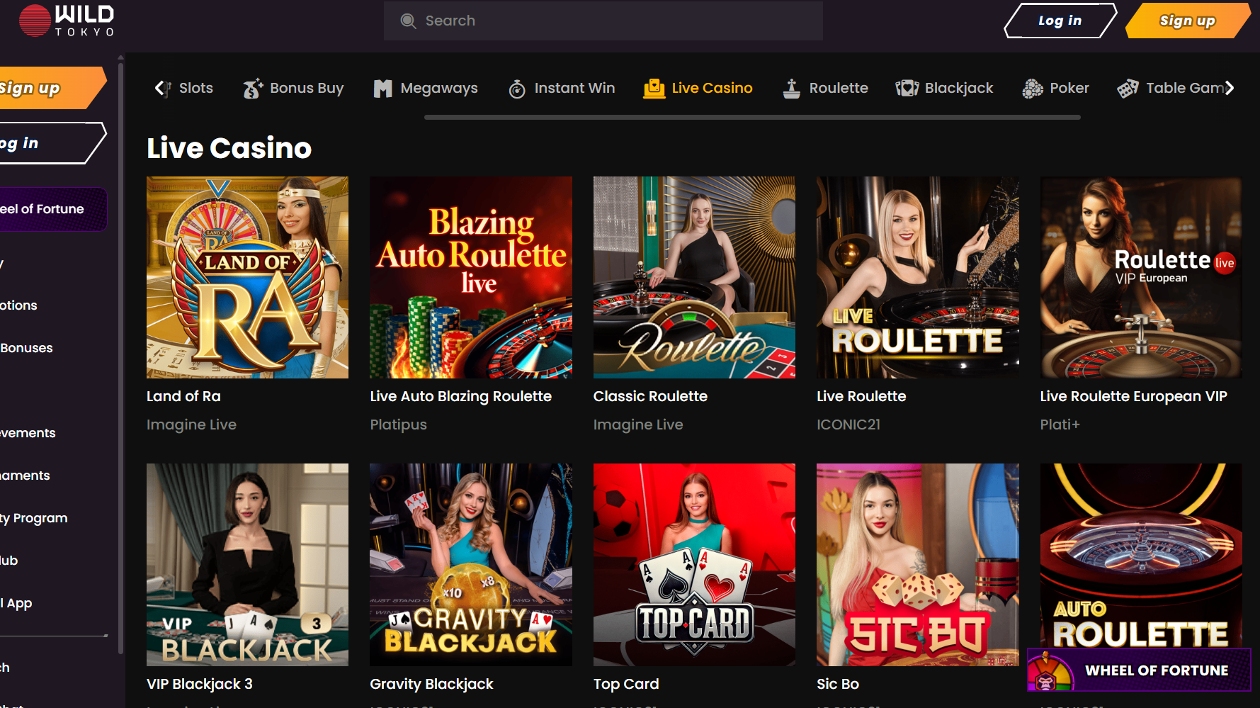 Live Dealer Lobby